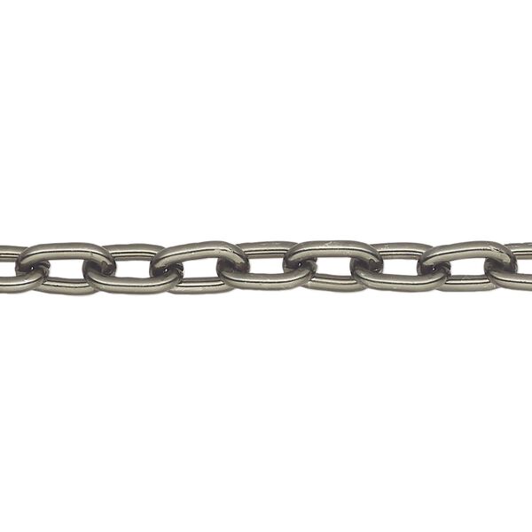 Chain, anodized aluminum, gunmetal, 5mm oval cable. Sold per pkg of 25 feet. image number 0