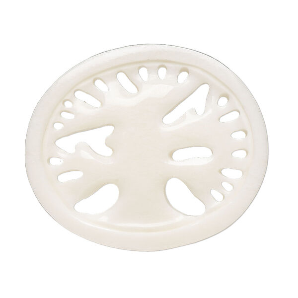 Focal, bone (bleached), 36x31mm hand-carved single-sided tree, Mohs hardness 2-1/2. Sold individually. image number 0