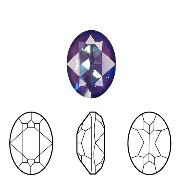 Fancy stone 1pk crystal ultra purple AB, Crystal Passions® 18x13mm oval 4120 image number 0
