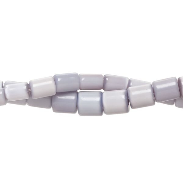 Bead fiber optic 2pk opaque light to medium lavender, 6x4mm-6x6mm round tube 14 inch image number 0