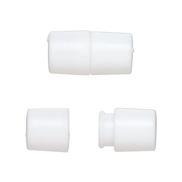 Clasp, breakaway, polyoxymethylene, white, 20.5x10.5mm round tube. Sold per pkg of 50. image number 0