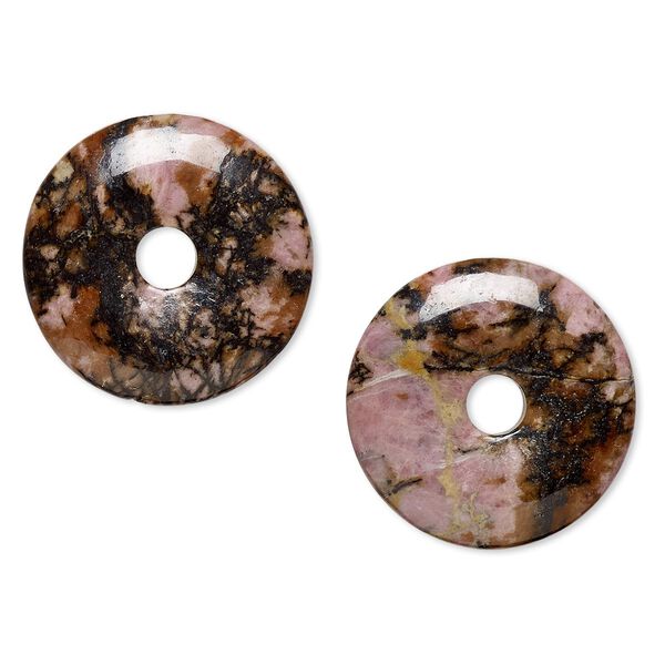 Rhodonite 1pkg2, donut focal natural 30mm image number 0