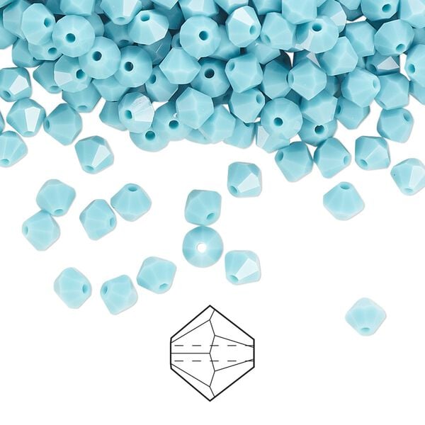 Bead 720pk turquoise, Preciosa Czech crystal 4mm bicone image number 0