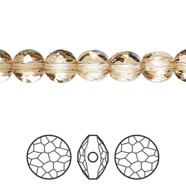Bead 4pk crystal golden shadow, Crystal Passions® 8mm puffed round 5034 image number 0