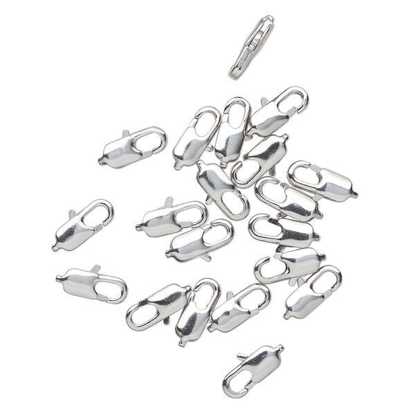 Clasp, lobster claw, imitation rhodium-finished brass, 12x6mm. Sold per pkg of 20. image number 0