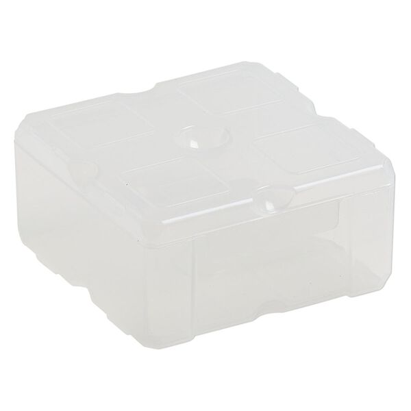 Organizer, Dot Box™, plastic, clear, 2-1/2 x 2-1/2 x 1-1/4 inch rectangle with pop-up lid. Sold individually. image number 2