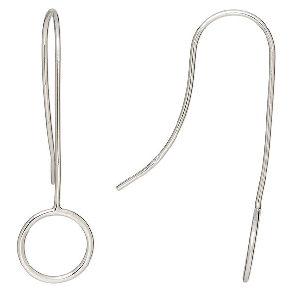 Ear wire fishhook 1pkg2 sterling silver, 38mm / round, 20 gauge 1 pair image number 0