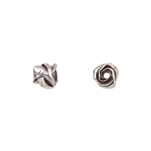 Bead, Hill Tribes, antiqued sterling silver, 7x6mm flower. Sold individually. image number 0