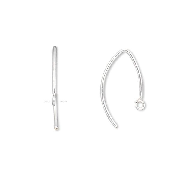 Ear wire, sterling silver-filled, 16mm marquise with closed loop, 18 gauge. Sold per pair. image number 0