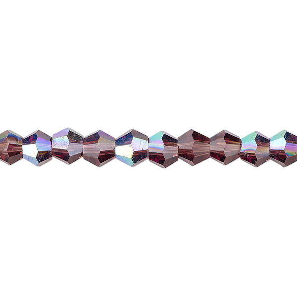 Bead 1pk transparent amethyst purple AB, Celestial Crystal® 6mm bicone 15.5-16 inch image number 0