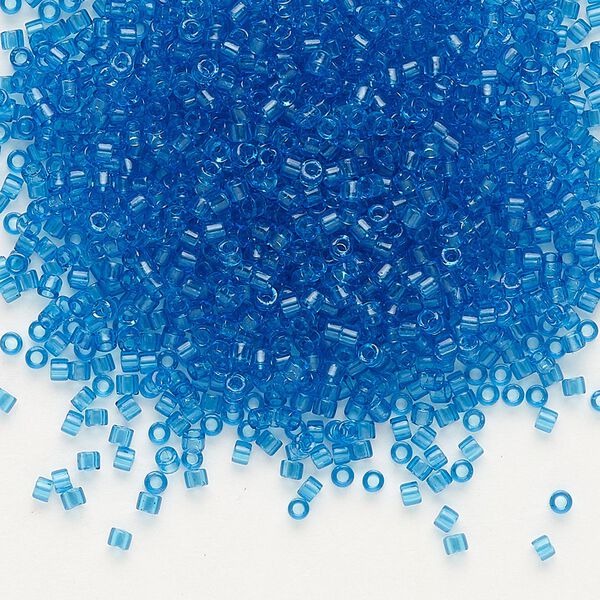 Seed bead, Delica®, glass, pkg/50g, #11 round, transparent Capri blue (DB-0714). image number 0