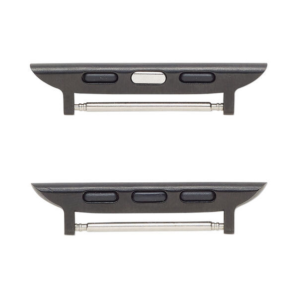 Watch component, black-finished stainless steel, 35x8mm with 22mm bar. Sold per pkg of 2. image number 0