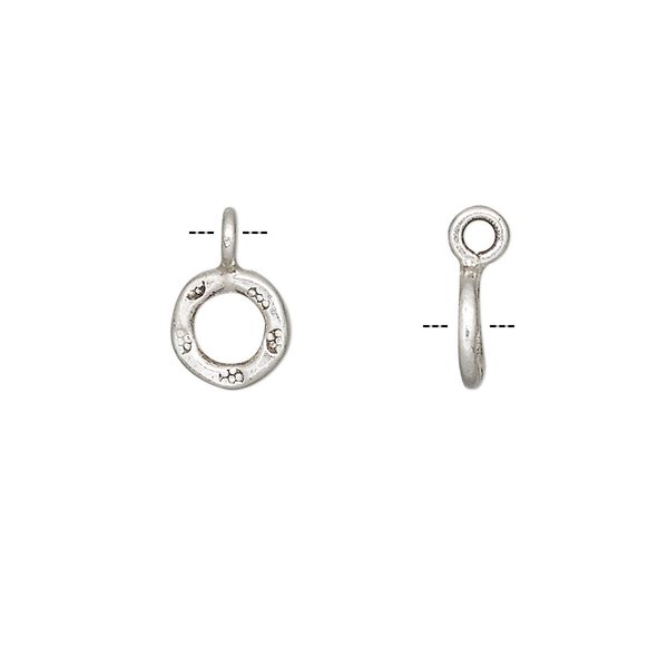 Drop, Hill Tribes, antiqued sterling silver, 8mm round donut with flower design. Sold per pkg of 2. image number 0
