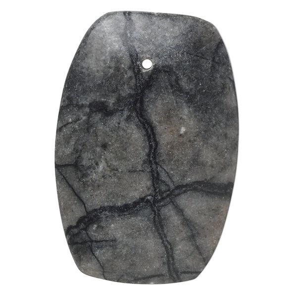 Picasso marble 1pkg1, rounded puffed flat back rectangle focal natural 44x29mm-44x30mm image number 0