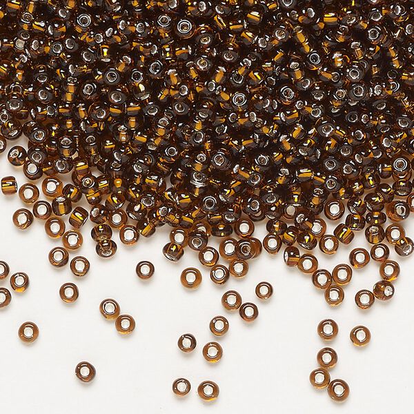 Seed bead, Dyna-Mites™, glass, pkg/1/2kg, #11 round, transparent silver-lined root beer, (54:RR 11/0 RR). image number 0