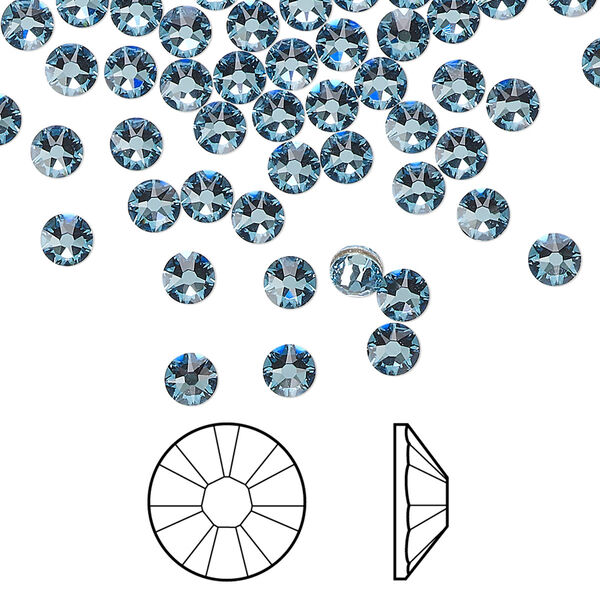Flat back 144pk aquamarine foil back, Crystal Passions® 3.8-4mm rose round SS16 2088 image number 0