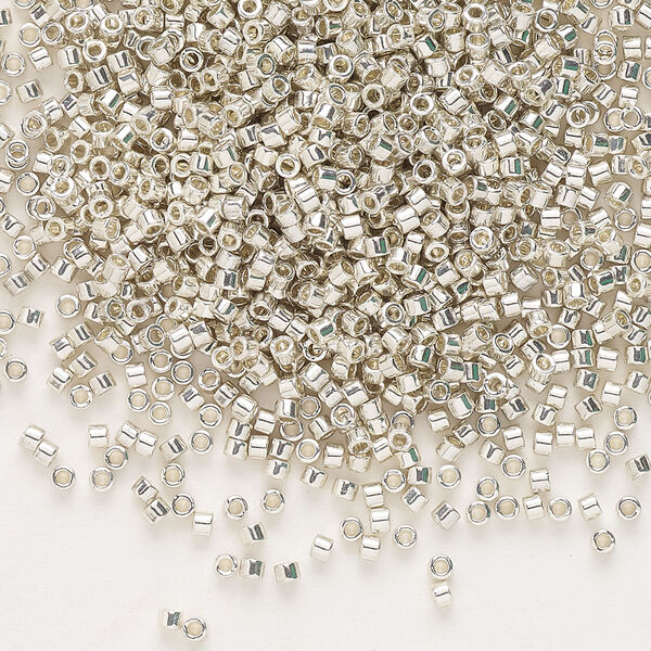 Seed bead, Delica®, glass, pkg/50g, #11 round, opaque galvanized silver (DB-0035). image number 0