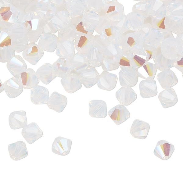 Bead 144pk white opal shimmer, Crystal Passions® 5mm bicone 5328 image number 0