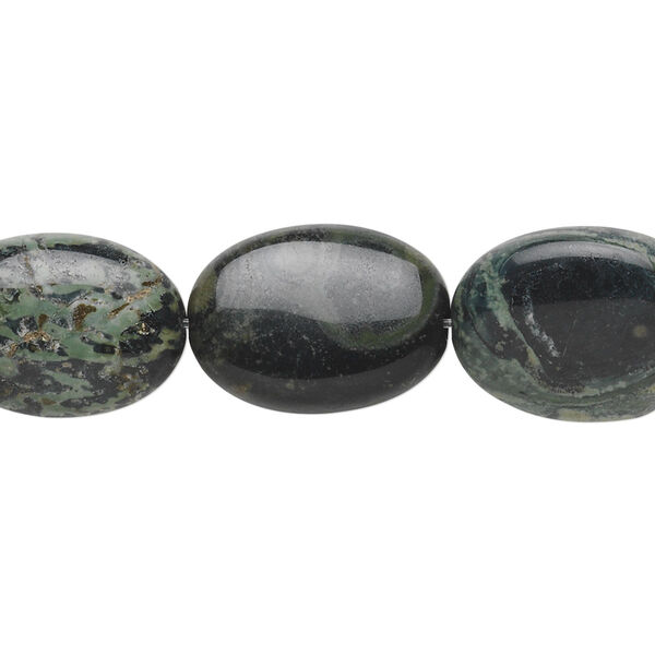 Kambaba jasper 1pkg1, flat oval bead natural 15.5-16 inch 18x12mm image number 0