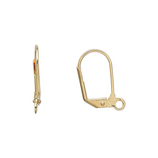 Ear wire leverback 1pkg500 gold-plated, 17.5mm / open loop, brass 250 pair image number 0