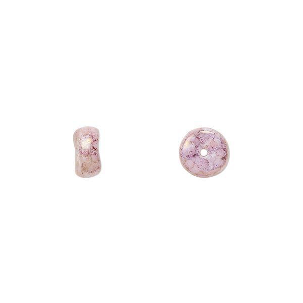 Bead, Czech pressed glass, mauve granite, 7x3mm rondelle. Sold per 15" to 16" strand. image number 0