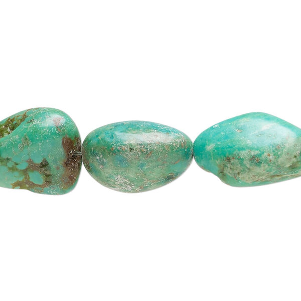 Bead, turquoise (dyed / stabilized), small to large flat nugget, Mohs hardness 5 to 6. Sold per 15-1/2" to 16" strand. image number 0
