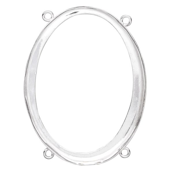 Link, fine silver, 41x31mm oval with open back and 40x30mm oval setting, 4 loops. Sold individually. image number 0