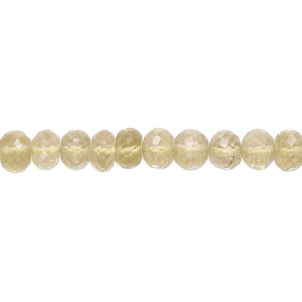 Lemon quartz 1pkg1, hand-cut micro-faceted rondelle bead 10 inch 6x3mm-7x5mm image number 0
