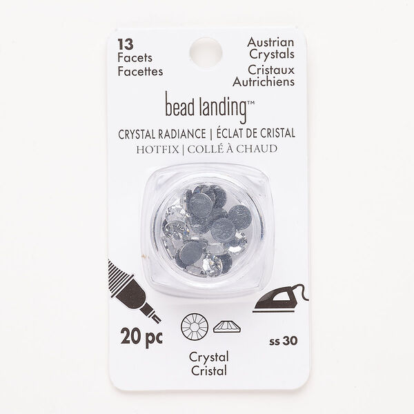 Flat back, hotfix rhinestone, pkg/20, 6.32-6.50mm hotfix round, SS30, crystal clear, foil back. image number 0