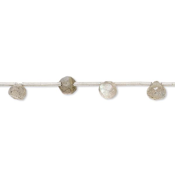 Labradorite 1pkg16, hand-cut top-drilled faceted teardrop bead natural 4x4mm-7x6mm image number 0