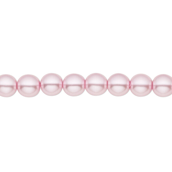 Bead, Czech pearl-coated glass druk, opaque light pink, 6mm round. Sold per 15-1/2" to 16" strand. image number 0