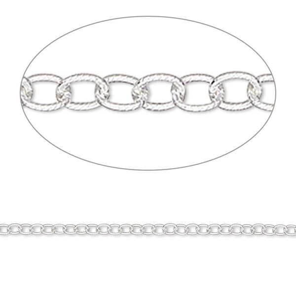 Chain, sterling silver, 1.8mm ribbed round cable. Sold per pkg of 5 feet. image number 0