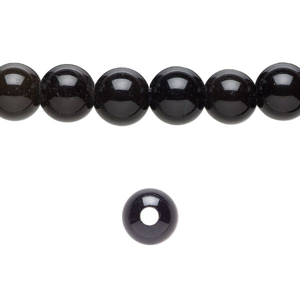 Black obsidian 1pkg10, round bead natural 8mm image number 0