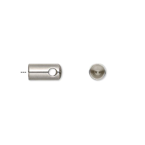 Cord end, glue-in, stainless steel, 10x5mm with 4mm inside diameter. Sold per pkg of 10. image number 0