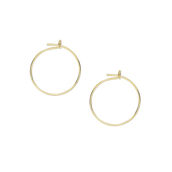Hoop, gold-plated brass, 12mm round, 23 gauge. Sold per pkg of 50 pairs. image number 0