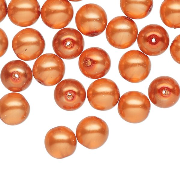 Czech glass 1pkg60, round druk bead pearl-coated copper 8mm image number 0