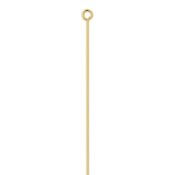 Eye pin, gold-plated brass, 4 inches, 21 gauge. Sold per pkg of 100. image number 0