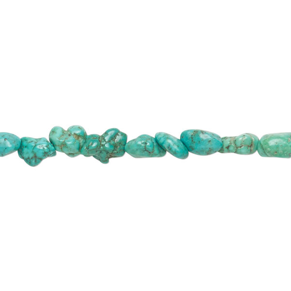 Bead, turquoise (dyed / stabilized), small pebble, Mohs hardness 5 to 6. Sold per 15 to 16-inch strand. image number 0