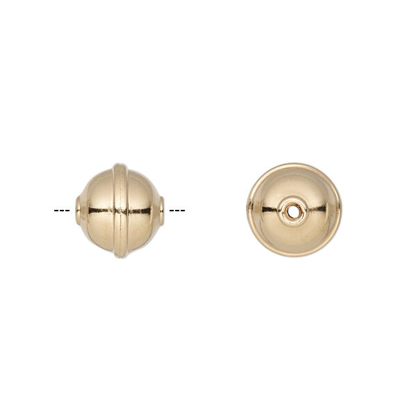 Bead, gold-plated carbon steel, 10mm rimmed round. Sold per pkg of 20. image number 0