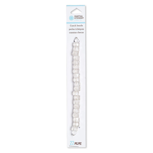Bead, Czech fire-polished glass, clear, 6mm faceted round and 8x6mm faceted heishi. Sold per pkg of 22. image number 0