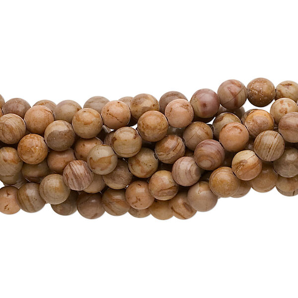 Limestone 1pkg10, round bead natural 15.5-16 inch 4mm image number 0