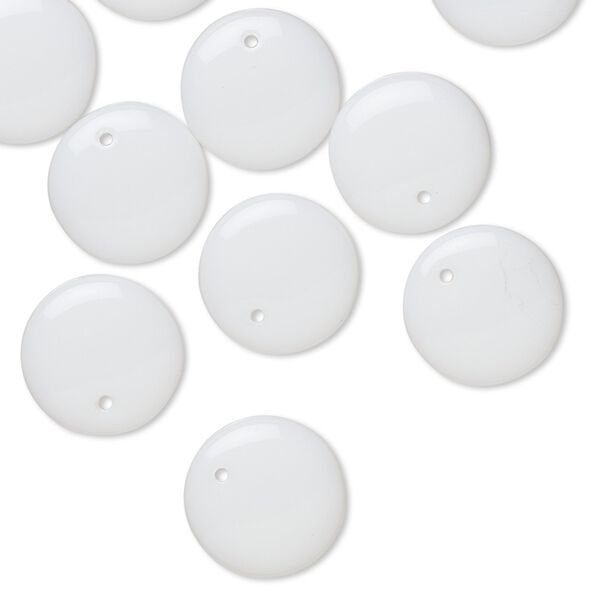 Drop, Preciosa, Czech pressed glass, opaque opaline white, 12mm flat round. Sold per pkg of 10. image number 0