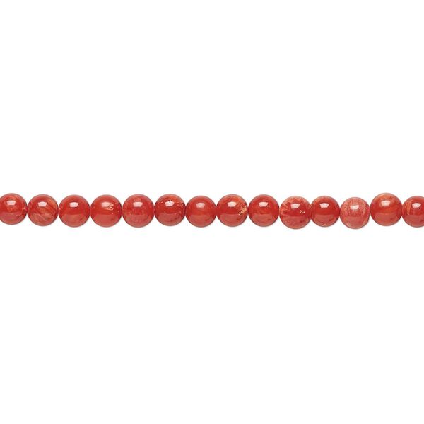 Bead, bamboo coral (dyed), red, 2-3mm round, C grade, Mohs hardness 3-1/2 to 4. Sold per 15-inch strand. image number 0