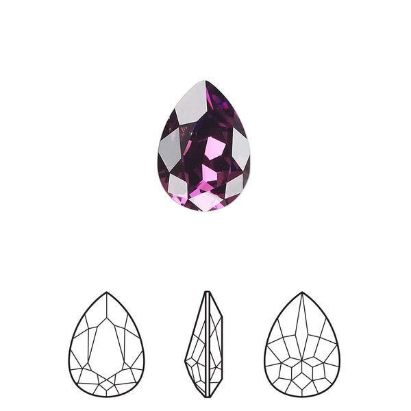 Fancy stone 1pk amethyst foil back, Crystal Passions® 14x10mm pear 4320 image number 0