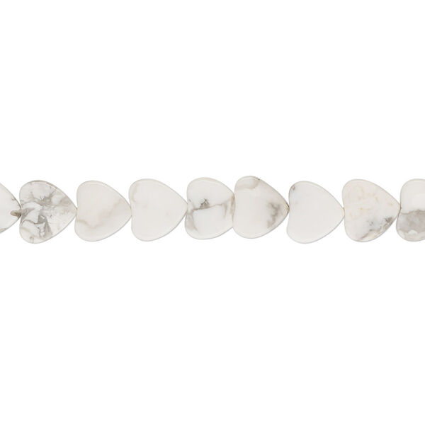 Howlite 1pkg1, flat heart bead natural 15.5-16 inch 6mm image number 0