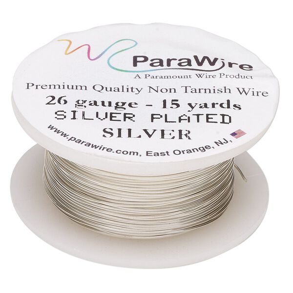 Wire, ParaWire™, silver-plated copper, round, 26 gauge. Sold per 15-yard spool. image number 0