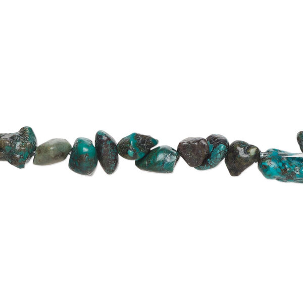Bead, turquoise (dyed / stabilized), blue-green, mini to small nugget with 0.4-0.6mm hole, D grade, Mohs hardness 5 to 6. Sold per 15-inch strand. image number 0