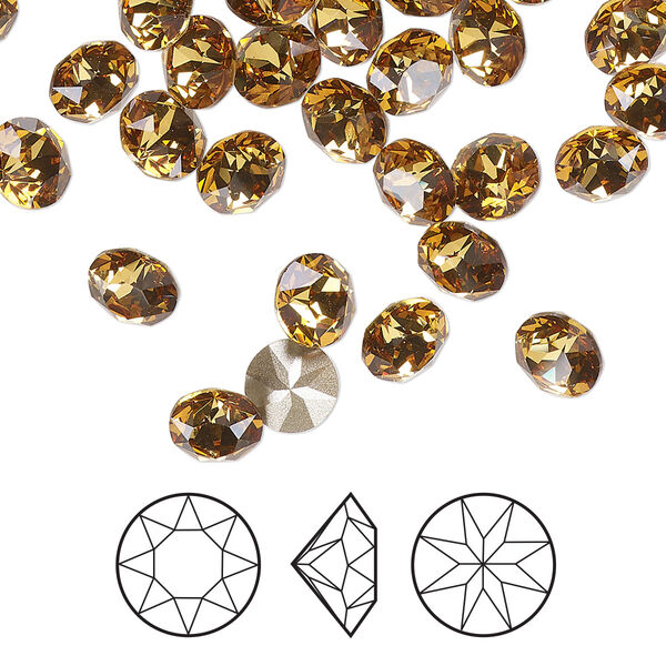 Chaton 12pk golden topaz foil back, Crystal Passions® 6.14-6.32mm round SS29 1088 image number 0