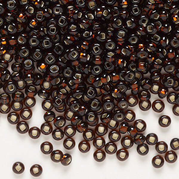 Seed bead, Preciosa Ornela Czech glass, pkg/500g, #8 rocaille, transparent silver-lined root beer, (17140). image number 0