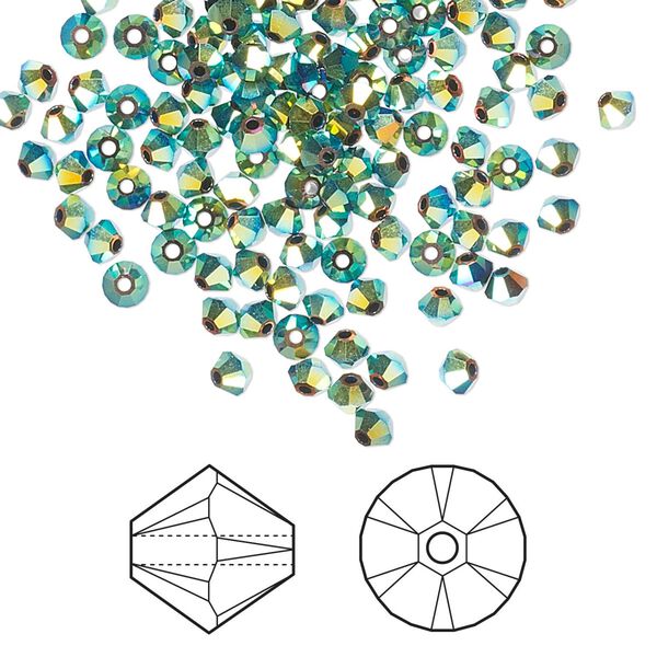 Bead 144pk jet AB 2X, Crystal Passions® 3mm bicone 5328 image number 0